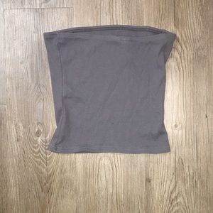 Ribbed gray cropped tube top